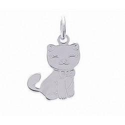 Pendentif argent rhodié - Chat