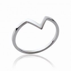 Bague argent rhodié - Forme V