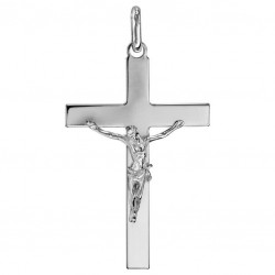 Croix argent rhodié - Jésus...