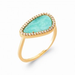 Bague plaqué or - Amazonite...