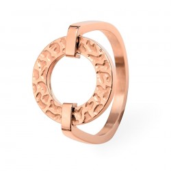 Bague acier doré rose