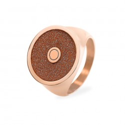 Bague acier doré rose -...