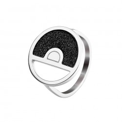 Bague acier - Glitter noir