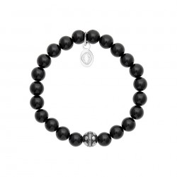 Bracelet agate noire 8 mm -...