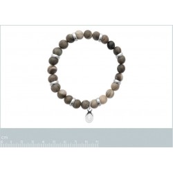 Bracelet jaspe kaki -...