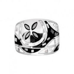 Bague acier - Motif fleur...