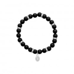 Bracelet Agate noire mate -...