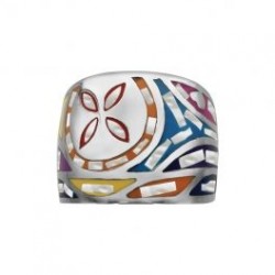 Bague acier - Motif fleur -...