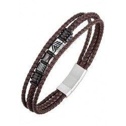 Bracelet acier et cuir -...