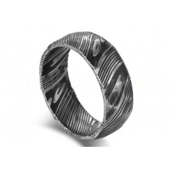 Bague acier Damas -...