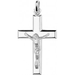 Croix argent rhodié - Christ